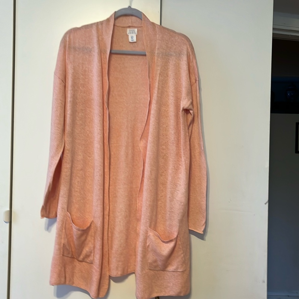 Sigrid Olsen Orange Open-Front Cardigan Sweater.